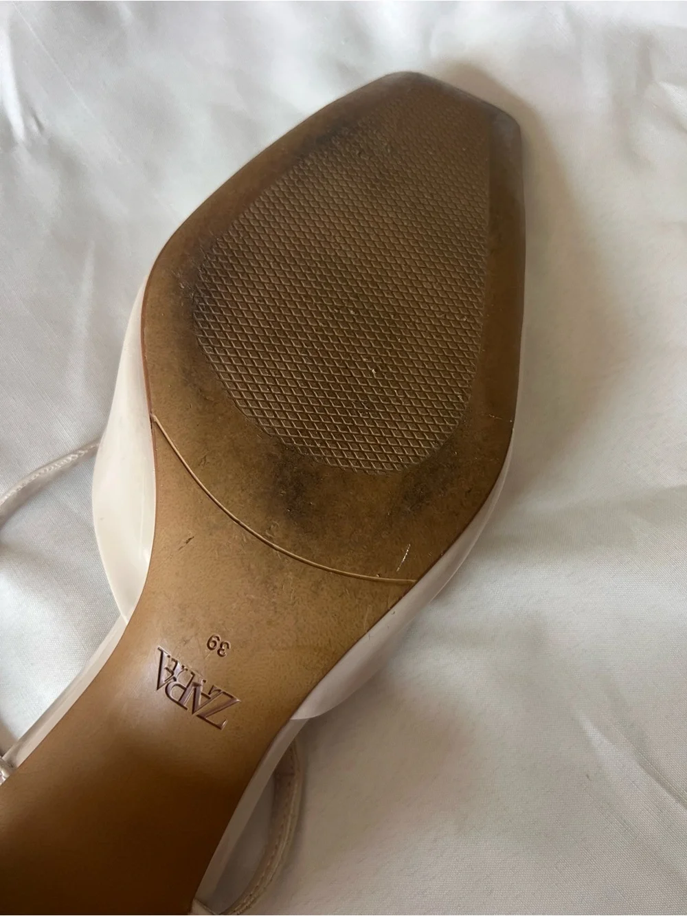ZARA Nude Beige Square-Toe Strappy Mules